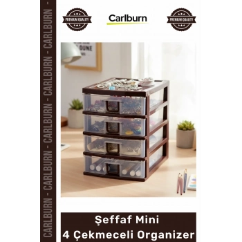 #Çekmece Pratik Ev Ofis Masaüstü Şeffaf Depolama Çekmeceli Organizer Mini 4 Çekmeceli Organizer