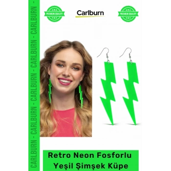 #Küpe 80ler 90lar Moda Parti Festival Canlı Dikkat Çekici İddialı Retro Neon Yeşil Şimşek Küpe
