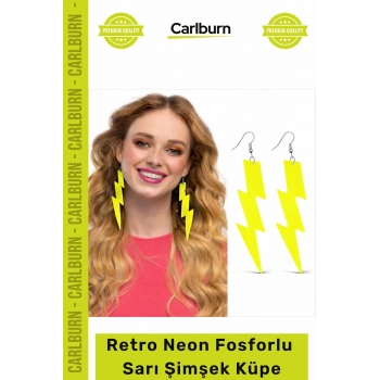 #Küpe 80ler 90lar Moda Parti Festival Canlı Dikkat Çekici İddialı Retro Neon Sarı Şimşek Küpe