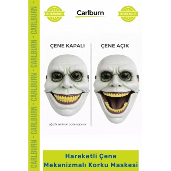#Maske Gerçekçi Ürkütücü Halloween Kostüm Sahne Hareketli Çene Mekanizmalı Yeşil Korku Maskesi