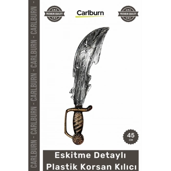 #Kılıç Gerçekçi Kostüm Aksesuarı Temalı Organizasyon Eskitme Detaylı Plastik Korsan Kılıcı 45 cm