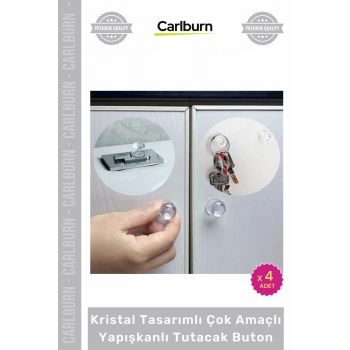 Özel Üretim Elmas Şık Vidasız Kulp 4 Adet Kristal Tasarımlı Çok Amaçlı Yapışkanlı Tutacak Buton