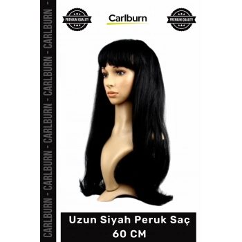 #Peruk Klasik Siyah Renk  Düz Sentetik Hafif Kostüm Parti Sahne Uzun Siyah Peruk Saç 60 CM