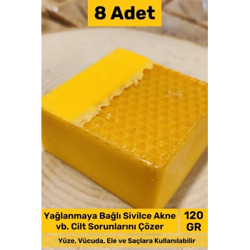 #sabun %100 Doğal Güzel Kokulu El Yüz Saç Cilt Vücut Orijinal Bal Sabunu 120g - 8 Adet