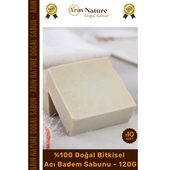 #sabun %100 Doğal Güzel Kokulu El Yüz Saç Cilt Vücut Orijinal Bitkisel Acı Badem Sabun 120g - 10Adet