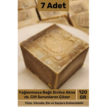 #sabun %100 Doğal Güzel Kokulu El Yüz Saç Cilt Vücut Orijinal Bitkisel Halep Sabunu 120g - 7 Adet