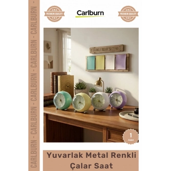 #Saat Modern Dekoratif Işıklı Pilli Masaüstü Estetik Masa Saati Yuvarlak Metal Renkli Çalar Saat