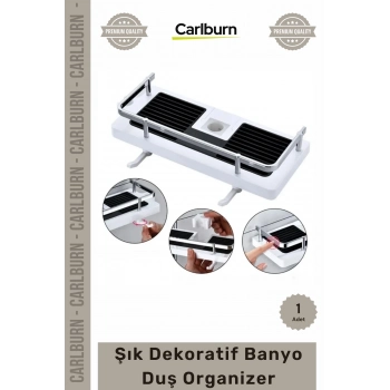 Özel Üretim 24mm Duş Çubuğu Uyumlu Fonksiyonel Şampuanlık Askılı Raf Şık Tasarım Banyo Duş Organizer