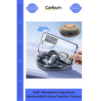 Özel Üretim Silikon Sarsıntı Önleyici 360° Dönebilen Yapışkanlı Numaratörlü Araç Telefon Tutucu