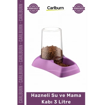 Özel Üretim Dayanıklı Kaliteli Sert Plastik Büyük Boy Kedi Köpek Otomatik Hazneli Su Mama Kabı 3 Lt