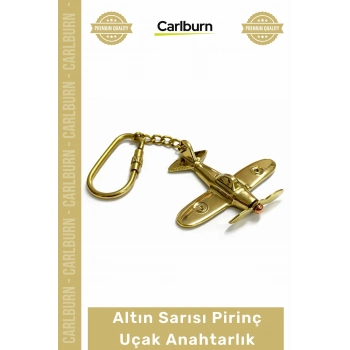 #Anahtarlık Havacılık Pilot Hediyesi Nostaljik Altın Sarısı Metal Pervaneli Pirinç Uçak Anahtarlık