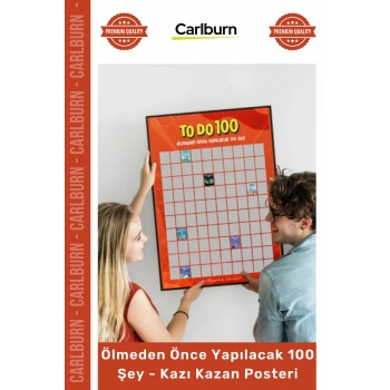 Özel Üretim Hediye Dekoratif İnteraktif Liste Ölmeden Önce Yapılacak 100 Şey Kazı Kazan Posteri