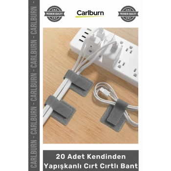 Özel Üretim Güçlü Yapışkanlı Kablo Düzenleme Pratik 20 Adet Kendinden Yapışkanlı Cırt Cırtlı Bant