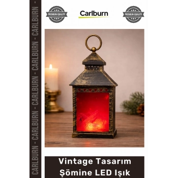 Özel Üretim Dekoratif Ateş Efektli Nostaljik Pilli Gece Lambası Vintage Tasarım Şömine LED Işık