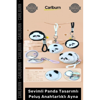 Özel Üretim Hediye Cep Aynası Yumuşak Aksesuar Sevimli Panda Tasarımlı Peluş Anahtarlıklı Ayna