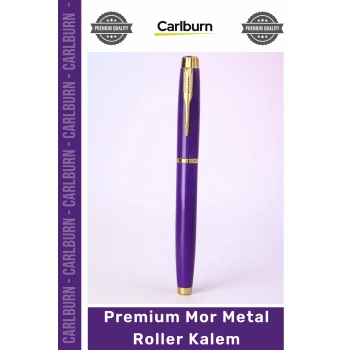 #Kalem Lazer Baskı Promosyon Hediye Lüks Ofis İmza Kalemi Altın Premium Mor Metal Roller Kalem