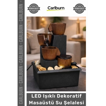 Özel Üretim Modern Sessiz USB Şık Doğal Taşlı Meditasyon LED Işıklı Dekoratif Masaüstü Su Şelalesi