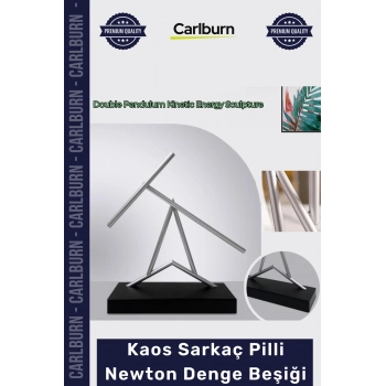 Özel Üretim Modern Ofis Dekorasyon Kinetik Sanat Heykeli 40 cm Kaos Sarkaç Pilli Newton Denge Beşiği