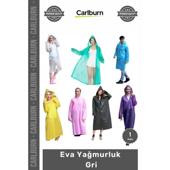 Su Geçirmez Kapüşonlu Unisex Dayanıklı Pratik Hafif Şeffaf Çıtçıtlı Koruyucu Eva Yağmurluk Gri