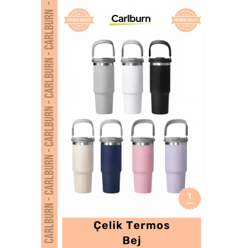 Özel Üretim Paslanmaz Isı Korumalı Vakumlu Sızdırmaz 500ml Mat Ergonomik Çelik Termos Bej