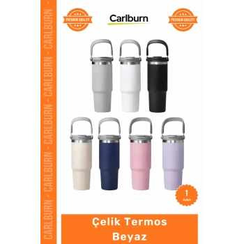 Özel Üretim Paslanmaz Isı Korumalı Vakumlu Sızdırmaz 500ml Mat Ergonomik Çelik Termos Beyaz