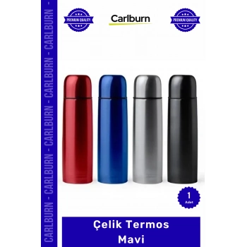 #Termos Paslanmaz Isı Yalıtımlı Sızdırmaz Vakumlu Çift Katman Sağlam Şık Kaliteli Çelik Termos Mavi