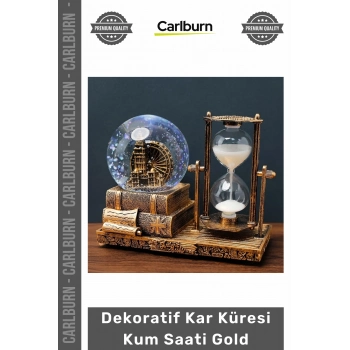 Özel Üretim Londra Big Ben Temalı Şık Ofis Masaüstü Biblo Dekoratif Kar Küresi Kum Saati Gold