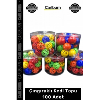 Özel Üretim Renkli Eğlenceli İnteraktif Sesli Dayanıklı Plastik Toptan Çıngıraklı Kedi Topu 100 Adet