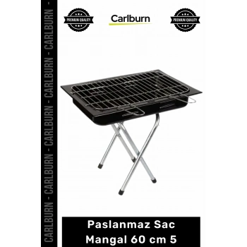 Özel Üretim Profesyonel Kömürlü Kalın Sac Paslanmaz Bahçe Barbekü Piknik Balkon Mangal 60 cm 5
