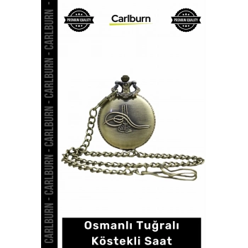 Özel Üretim Bronz Kaplama Nostaljik Otantik Antika Görünümlü Osmanlı Tuğralı Köstekli Saat