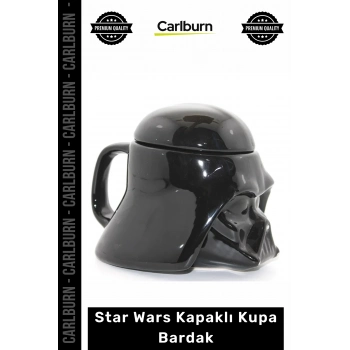 Özel Üretim Darth Vader Seramik 3D Kask Formu Parlak Siyah Hediye Star Wars Kapaklı Kupa Bardak