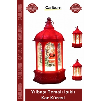#KarKüresi Dekoratif Noel Baba LED Işıklı Nostaljik Fener Yılbaşı Temalı Işıklı Kar Küresi Kırmızı