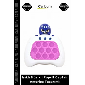 Özel Üretim Hız Hafıza Refleks Geliştirici Konsol Işıklı Müzikli Pop-It Captain America Tasarımlı