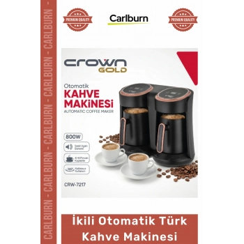 Özel Üretim Crown Gold 8 Fincan Közde Pişiren 800W Siyah Gold İkili Otomatik Türk Kahve Makinesi