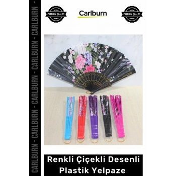 Özel Üretim Renkli Çiçekli Desenli Estetik Zarif Hafif Katlanabilir Dans Gösteri Şık Plastik Yelpaze