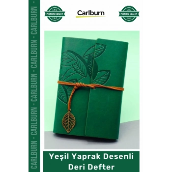 #Defter Kişiye Özel Eskitme Saman Kağıdı Şık Hediye Günlük Ajanda Yeşil Yaprak Desenli Deri Defter