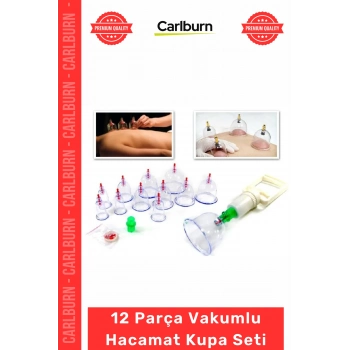 #Hacamat Profesyonel Kaliteli Selülit Giderici Masaj 12 Parça Vakumlu Hacamat Kupa Çekme Seti