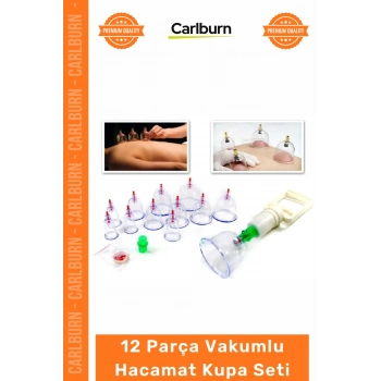 #Hacamat Profesyonel Terapi Masaj Selülit Giderici Set 12 Parça Vakumlu Hacamat Kupa Çekme Seti