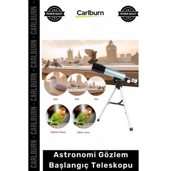 Özel Üretim Profesyonel 50mm Mercekli Uzay Refraktör Tripodlu Astronomi Gözlem Başlangıç Teleskopu