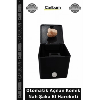 #Hediye 3D Baskılı Butona Basınca Otomatik Açılan Komik Şaka Nah El Hareket Hediyesi - Siyah Renk
