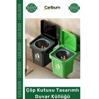 #OtoKüllük Balkon Teras Dekoratif Pratik Kapaklı Metal Hazneli Çöp Kutusu Tasarımlı Duvar Küllüğü