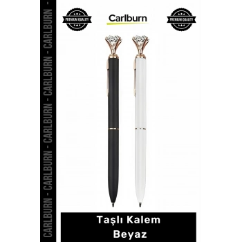 #Kalem Lüks Kristal Tasarım Hediyelik Şık Ofis Aksesuarı Parlak Kaliteli Taşlı Kalem Beyaz