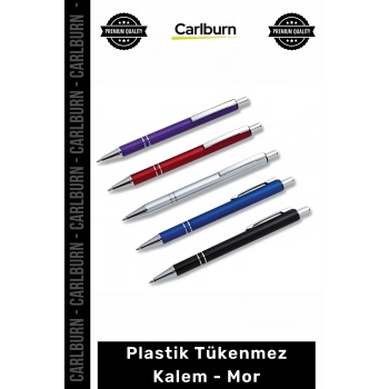 Özel Üretim Logolu Promosyon Kurumsal Baskılı Ofis Malzemesi Ekonomik Plastik Tükenmez Kalem Mor