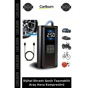 Özel Üretim Dual Mod 150 PSI Led Powerbank Dijital Ekranlı Şarjlı Taşınabilir Araç Hava Kompresörü