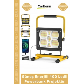 Özel Üretim Solar Şarjlı Kamp Şantiye Bahçe Aydınlatma Güneş Enerjili 400 Ledli Powerbank Projektör