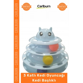 #Petshop İnteraktif Eğitici Hareketli Toplu Yuvarlak Kaliteli 3 Katlı Kedi Oyuncağı Kedi Başlıklı
