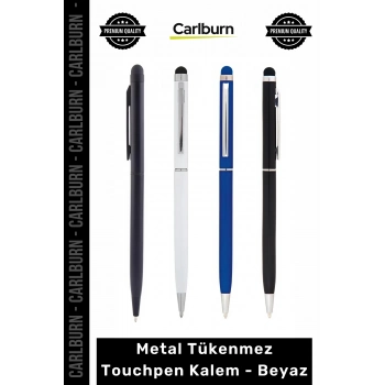 #Kırtasiye Promosyon Logolu Baskılı Şık Kurumsal Dokunmatik Metal Tükenmez Touchpen Kalem Beyaz