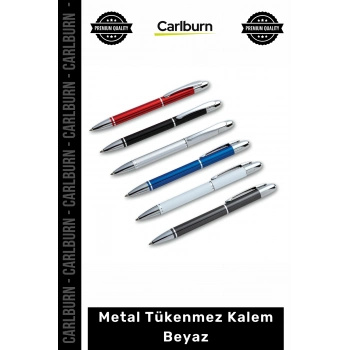 Özel Üretim Promosyon Lüks Şık Logolu Kaliteli Kurumsal Ofis Hediyelik Metal Tükenmez Kalem Beyaz