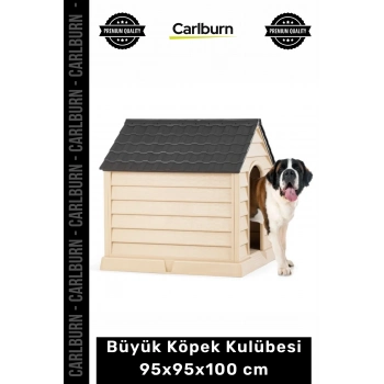 #Petshop Su Geçirmez Plastik Dış Mekan Bahçe Tipi Konforlu Büyük Köpek Kulübesi 95x95x100 cm