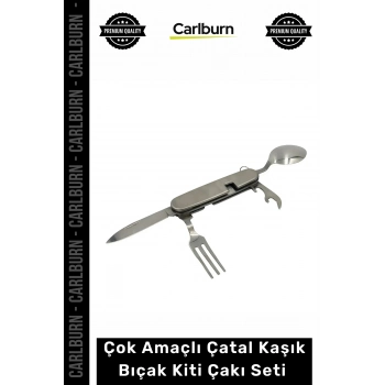 Özel Üretim Kamp Outdoor Katlanabilir Dayanıklı Çok Amaçlı Çatal Kaşık Bıçak Kiti Çakı Seti Gümüş